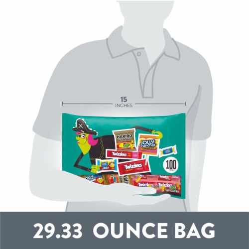 HARIBO JOLLY RANCHER and TWIZZLERS Assorted Fruit Flavors Miniatures Halloween Candy Bag Perspective: bottom