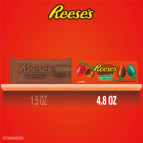 REESE'S Milk Chocolate Peanut Butter Creme Holiday Lights Christmas Candy Box Perspective: bottom