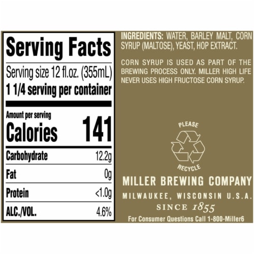 Miller High Life American Lager Beer 18 Cans Perspective: bottom