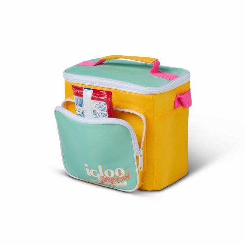 Igloo 90s Retro Collection Square Neon Lunch Box Cooler Bag, Fiesta Blue