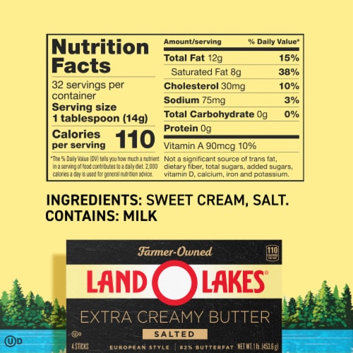 Land O Lakes Salted Extra Creamy Butter European Style Stick Butter Perspective: bottom