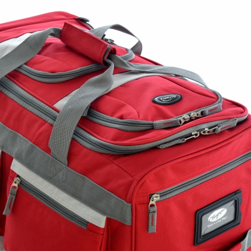 Olympia 22 Inch 8 Pocket U Shape Rolling Duffel Bag with Retractable Handle Red 1 Piece Kroger