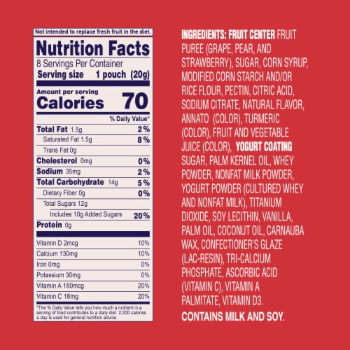 Welch's Strawberry Fruit n Yogurt 0.7oz Pouches - 8ct Box Perspective: bottom