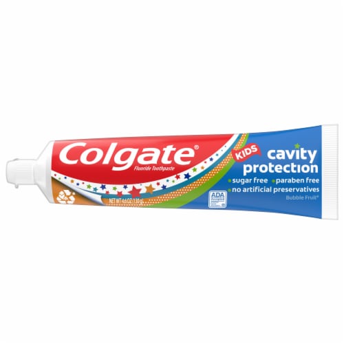 Colgate Cavity Protection Toothpaste for Kids with Fluoride in Bubble Fruit Flavor Perspective: bottom