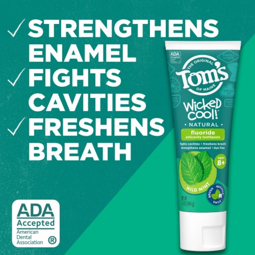 Tom's of Maine Wicked Cool! Fluoride Natural Toothpaste for Kids Mild Mint Perspective: bottom