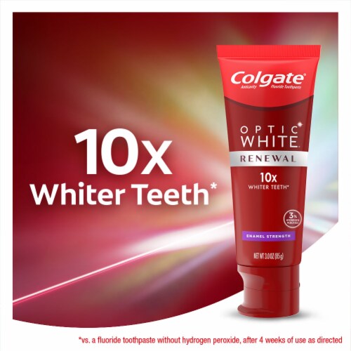 Colgate Optic White Renewal Enamel Strength Teeth Whitening Toothpaste Perspective: bottom