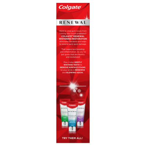 Colgate® Renewal Cool Mint Gel Whitening Restoration Toothpaste Perspective: bottom