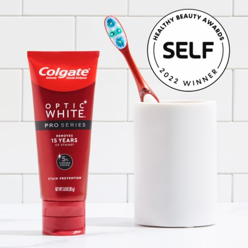 Colgate Optic White Pro Series Whitening Toothpaste with 5% Hydrogen Peroxide Enamel Strength Perspective: bottom