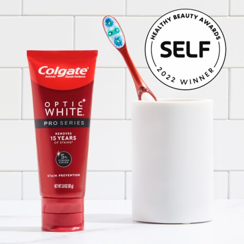Colgate Optic White Pro Series Whitening Toothpaste with 5% Hydrogen Peroxide Enamel Strength Perspective: bottom