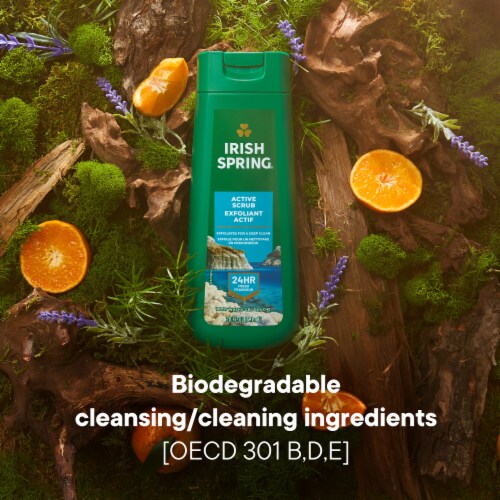 Irish Spring Mens Body Wash with Active Scrub Scent Perspective: bottom