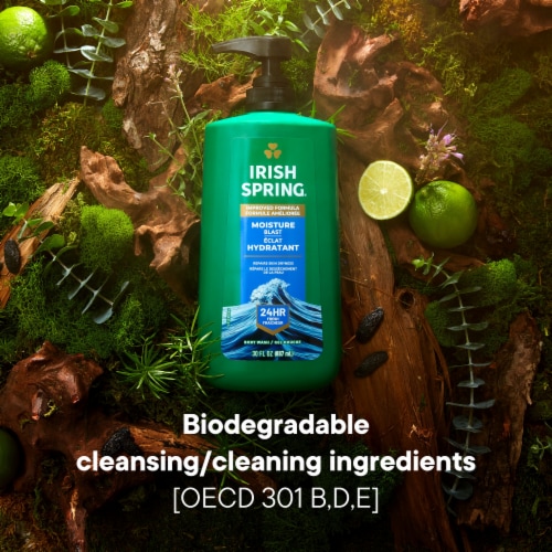 Irish Spring Moisture Blast Moisturizing Body Wash for Men Cool Fresh Scent 30 fl oz Pump Bottle Perspective: bottom
