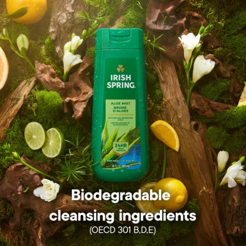 Irish Spring Aloe Mist Moisturizing Body Wash for Men Aloe Mist Scent 20 fl oz Bottle Perspective: bottom