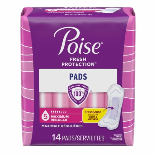 Poise Maximum Absorbency Regular Incontinence Pads Perspective: bottom