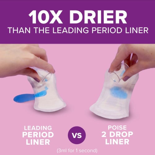Poise Daily Incontinence Panty Liners Two Drop Very Light Regular Pantiliners Perspective: bottom