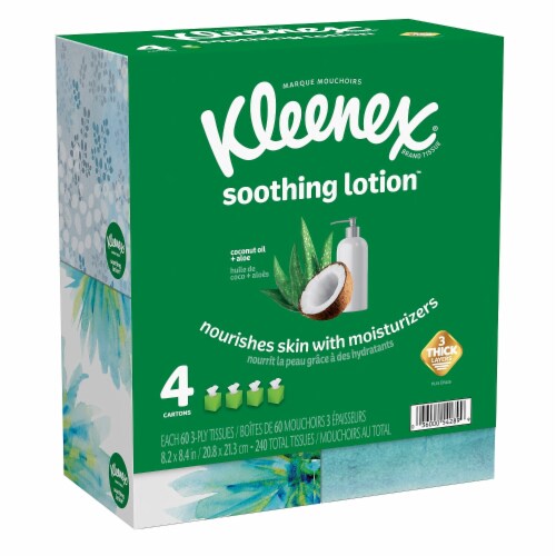Kleenex Soothing Lotion Facial Tissues 4 Count Perspective: bottom