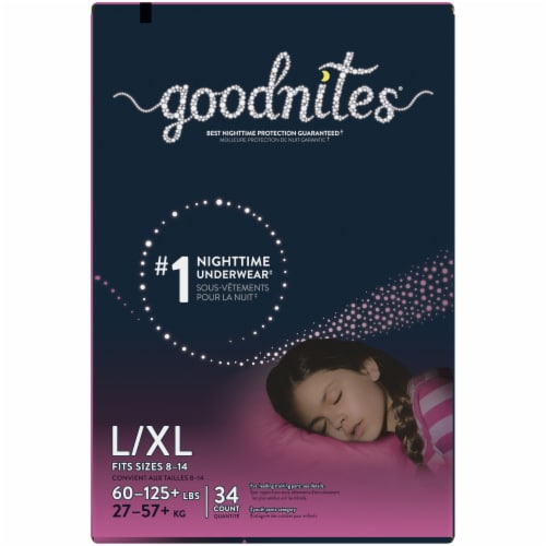 Goodnites Girls' Bedwetting Underwear, L/XL (60-125+ lbs) Perspective: bottom