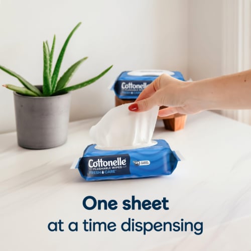 Cottonelle Fresh Care Flushable Wet Wipes Flip-Top Pack Adult Wet Wipes Perspective: bottom