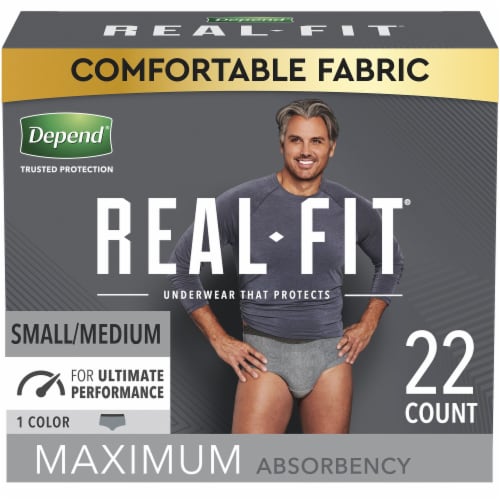 Depend Real Fit® Maximum Absorbency Small/Medium Men Underwear - Gray Perspective: bottom