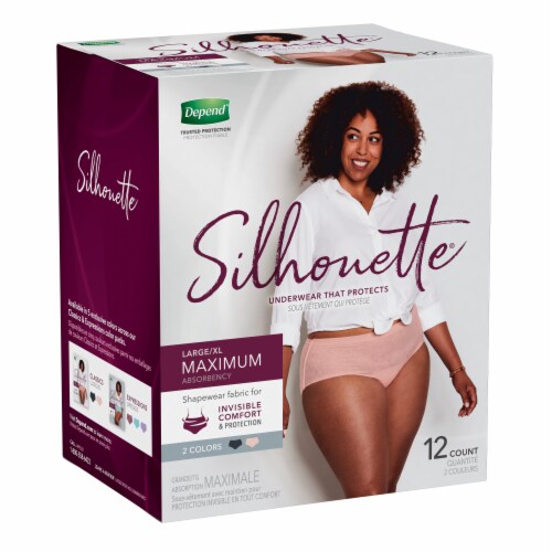 Depend Silhouette Maximum Absorbency L/XL Incontinence Underwear for Women Perspective: bottom