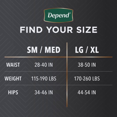 Depend Real Fit Incontinence Underwear Disposable Maximum L/XL Black and Grey Underwear Perspective: bottom