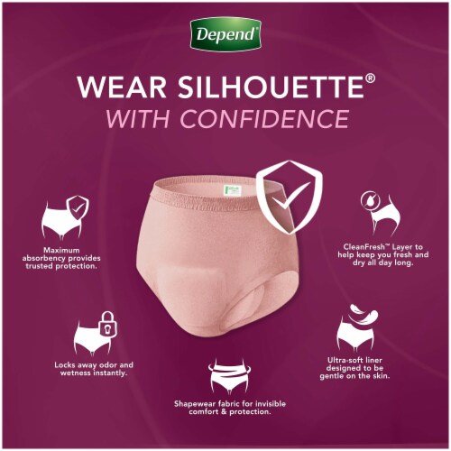 Depend Silhouette Disposable Underwear Female Waistband Style Small, 51413,  Maximum, 16 Ct, Small, 16 ct - Pay Less Super Markets