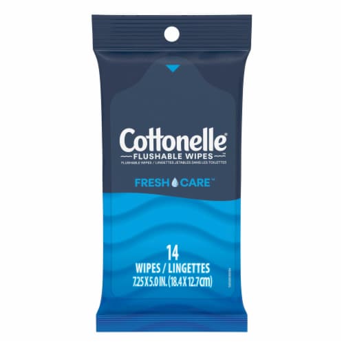 Cottonelle Fresh Care On-The-Go Flushable Wet Wipes On-The-Go Pack Adult Wet Wipes Perspective: bottom