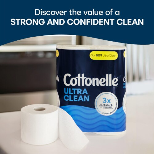 Cottonelle Ultra Clean Toilet Paper Strong Toilet Tissue Mega Rolls Perspective: bottom