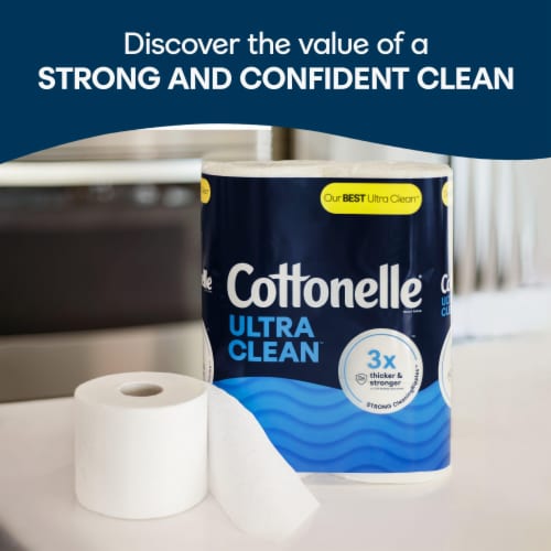Cottonelle Ultra Clean Toilet Paper Strong Toilet Tissue Mega Rolls Perspective: bottom