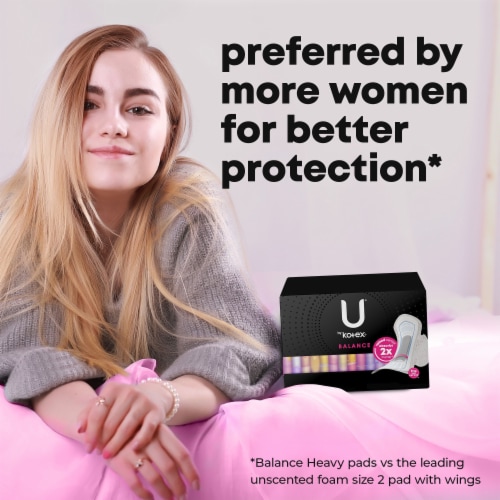 U by Kotex Balance Ultra Thin Regular Absorbency Pads with Wings Perspective: bottom