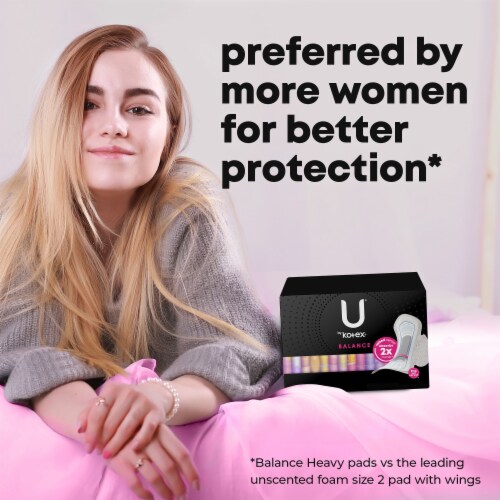 U by Kotex Ultra Thin Pads, Balance, with Wings, Regular Absorbency Perspective: bottom