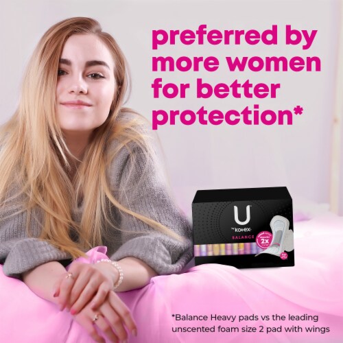 U by Kotex Balance Ultra Thin Pads with Wings Heavy Absorbency Perspective: bottom