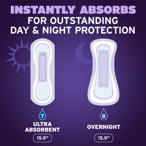 Poise Overnight Incontinence Pads for Women, 8 Drop Extra Coverage Perspective: bottom