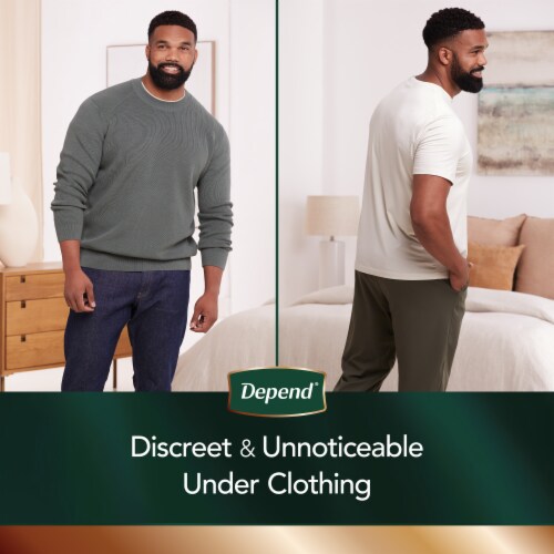Depend Real Fit Incontinence Disposable Maximum Large/Extra-Large Black and Grey Underwear for Men Perspective: bottom