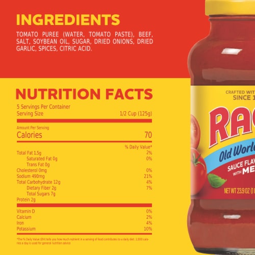 Ragu Old World Style Sauce Flavored With Meat Perspective: bottom
