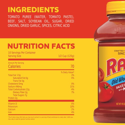 Ragu Old World Style Pasta Sauce Flavored With Meat Perspective: bottom