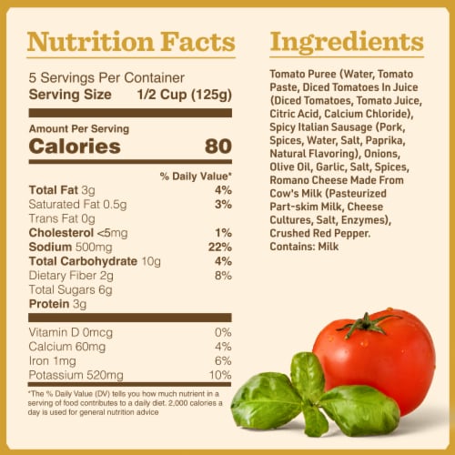Bertolli® Spicy Italian Sausage Sauce With Romano Cheese Perspective: bottom