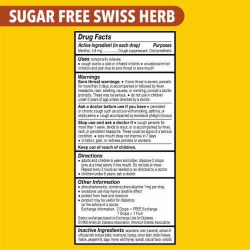 Ricola Sugar Free Swiss Herb Soothing Cough Drops Throat Relief & Cough Suppressant, 45 Count Perspective: bottom