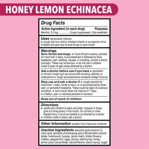 Ricola Cough Suppressant Throat Drops and Sore Throat Relief Honey Lemon with Echinacea Perspective: bottom