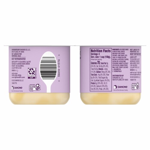 Light + Fit Nonfat Gluten-Free Peach Yogurt Cups Perspective: bottom