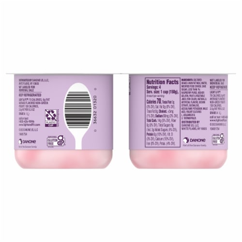 Light + Fit Nonfat Gluten-Free Raspberry Yogurt Cups Perspective: bottom