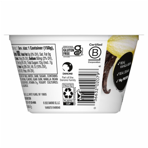 Oikos Blended Vanilla Bean Greek Nonfat Yogurt Perspective: bottom