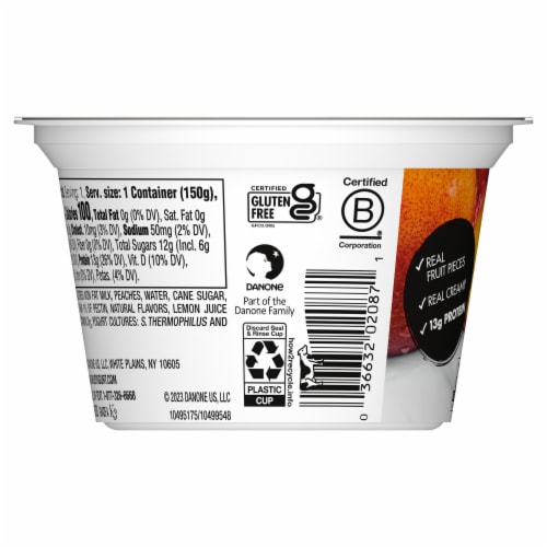 Oikos® Peach Blended Greek Yogurt Cup Perspective: bottom