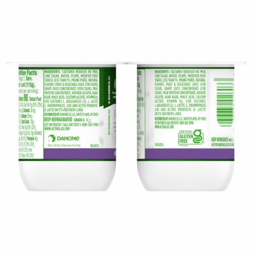Activia Low Fat Probiotic Prune Yogurt Cups Perspective: bottom