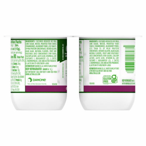 Activia Low Fat Probiotic Mixed Berry Yogurt Cups Perspective: bottom