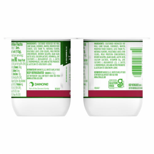 Activia Black Cherry Probiotic Low Fat Yogurt Cups Perspective: bottom