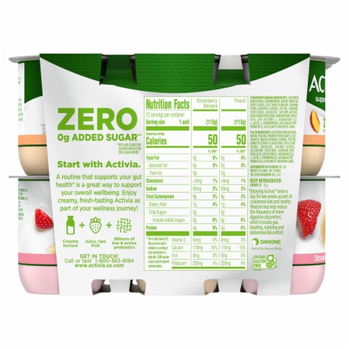 Activia Nonfat Probiotic Strawberry Banana & Peach Variety Pack Yogurt Cup Perspective: bottom