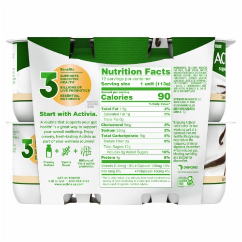Activa® Low Fat Probiotic Vanilla Yogurt Cups Perspective: bottom