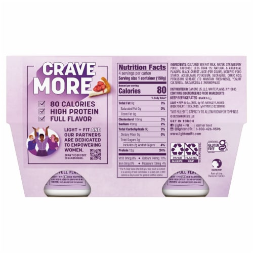 Dannon Light + Fit Strawberry Cheesecake Flavored Greek Fat Free Yogurt Cups Perspective: bottom