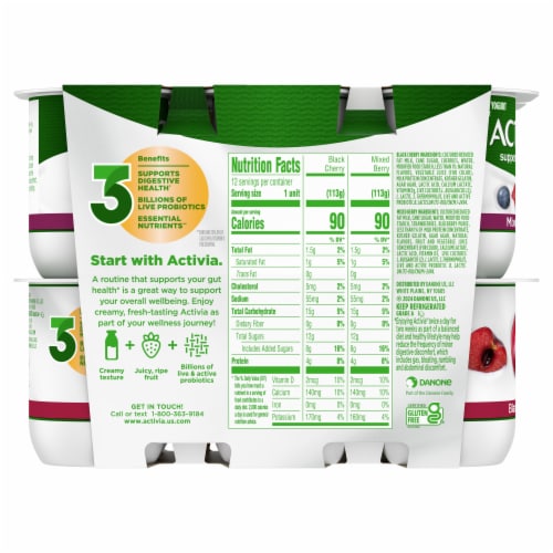 Activia® Mixed Berry & Black Cherry Lowfat Probiotic Yogurt Perspective: bottom
