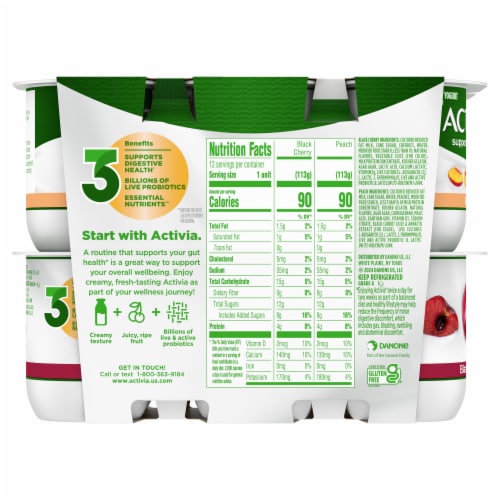 Activia Probiotic Peach & Black Cherry Variety Pack Yogurt Cups Perspective: bottom